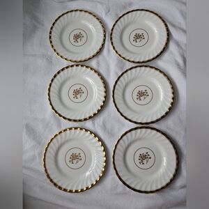 Minton Gold Rose White Bone China Gold Floral & Rim Bread & Butter Plates - 6